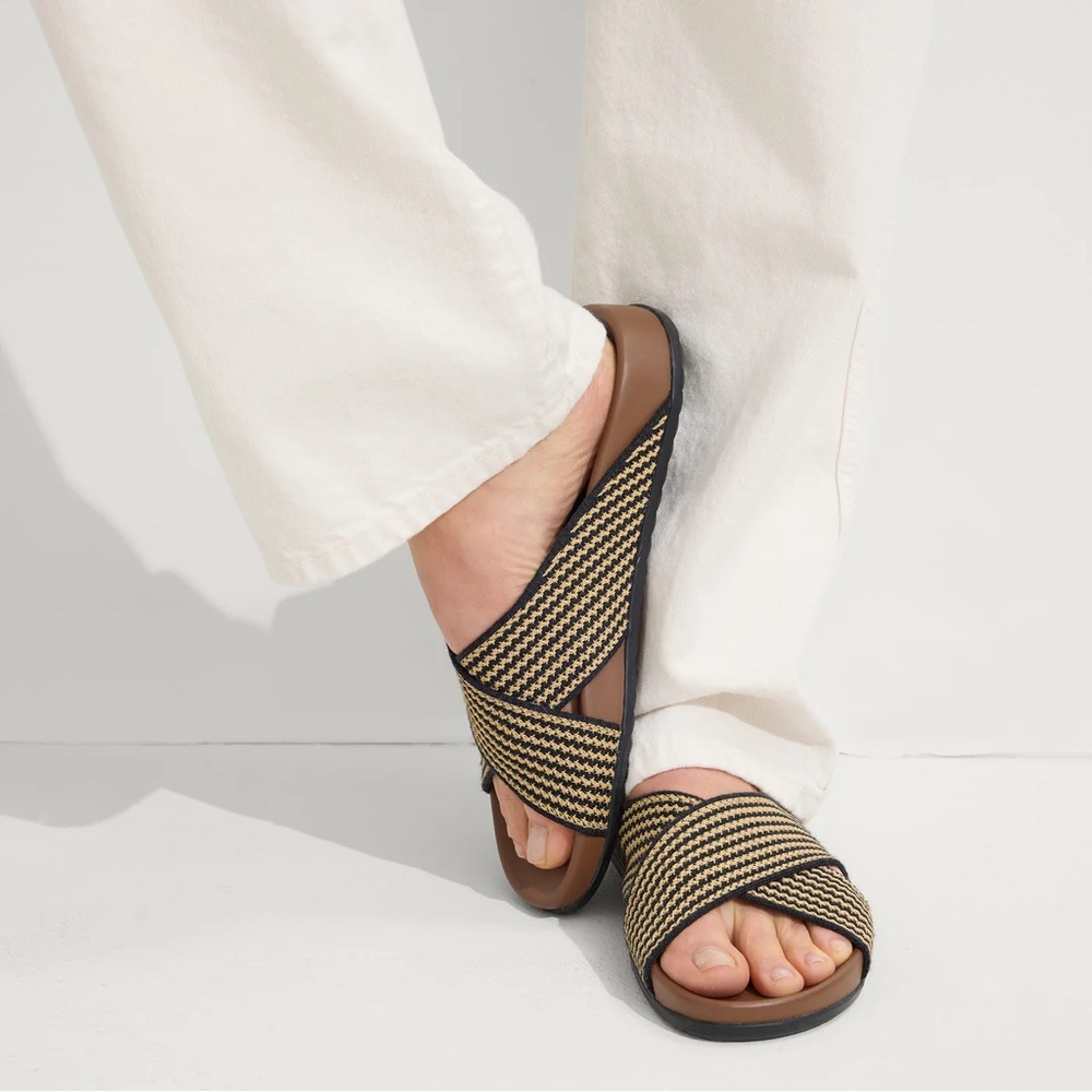 Rothy's The Weekend Slide in Toffee Stripe